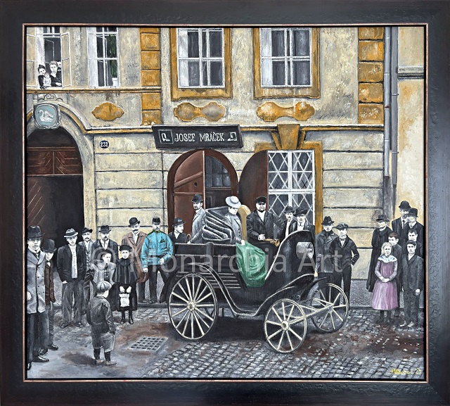 První_automobil_v_Praze_oil_70x60cm_cr
